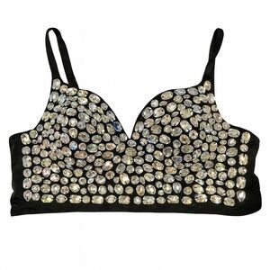 Black Rhinestone Embellished Bralette